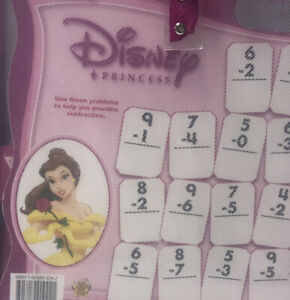 Disney princess Flash Cards Addition Subtraction Numbers Wipe Board Case 3 Pack