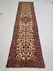 Antique Oriental Hand-Knotted Wool Runner Mahal Ivory/Red/Blue 2'7