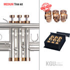 Trumpet Trim Kit KGUBrass. MEDIUM Caps. Raw Brass. TKMR109 ** Custom parts **