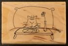 Stamp Cabana Cartoon Cat Mouse Breakfast In Bed Rubber Stamp