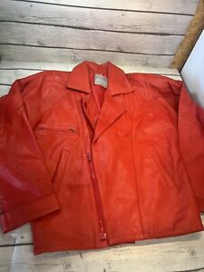 Women’s Vintage Accent on You leather Red Biker Jacket Michael Jackson 80’s