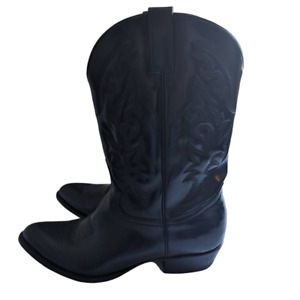 Vintage Rudel Men's Classic Black Leather Cowboy Western Boots Size 12 EE