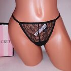 Victoria Secret Panty One Size Sexy V String Thong Black Lace Sheer New
