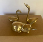 Lot of Vintage Solid Brass Bunny Rabbit Swans Figurine