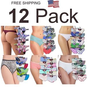 LOT of 12 Mixed Womens Sexy Panties Thongs Boy Shorts Underwear ALL SIZES