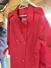 Worthington Vibrant Metallic Red Double Breasted Rain Trench Coat Caped Size 12P