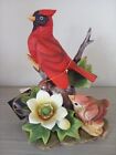 Cardinal Bird With Young Bird Andrea by Sadek Porcelain  Japan 5504