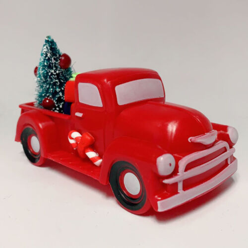 Christmas Vintage Red Truck w/Tree Cake Topper Car Model Ornament Kid Xmas Decor