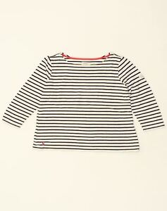 JOULES Womens Top Long Sleeve UK 14 Large White Striped Cotton ZY06