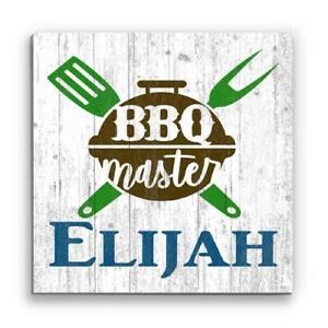 Customized Name Sign BBQ Master Wood Farmhouse Décor for Dad, Father's Day Gift