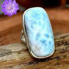 Natural Larimar Gemstone 925 Silver Ring Handmade Jewelry Ring All Size