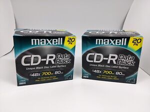 2 Maxell CD-R Recordable +Cases 80min 48x 700 MB  20 Pack (40 total) Black Label