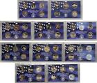 1999 thru 2008 50 State Quarters Clad Proof 10 Sets with 5 Coins No Box or COA