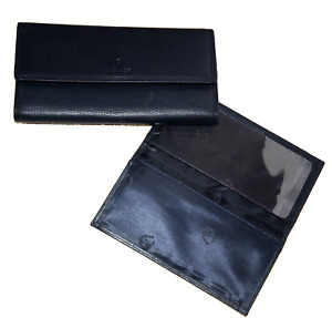 New VINTAGE Etienne Aigner Navy Blue Wallet Pebble leather Nolita Checkbook