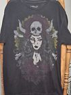 HELIX 90s Tshirt Lady W/Skull & Roses Medium Gothic Emo T-Shirt Y2K Excellent Co