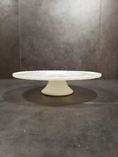 Milk Glass Gold Gilded Cake Stand Plate Vintage Anchor Hocking Ivory
