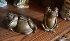 Vintage Solid Brass Pair Of Anthropomorphic Frog Figurines