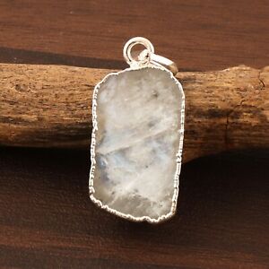Wholesale Jewelry Natural Fire Moonstone Silver Electroplated Necklace Pendants