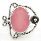 Natural Rose Quartz 925 Solid Sterling Silver Ring Sz 7.5 NW4-2