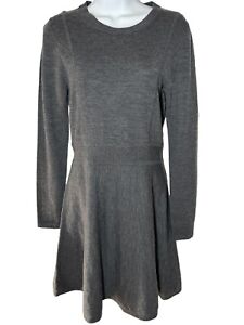 THEORY Wool Sweater Dress Size MEDIUM Gray Knit Long Sleeve Lightweight Stretch