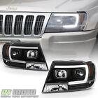 Blk 1999-2004 Jeep Grand Cherokee OPTIC LED Tube Projector Headlights Headlamps (For: Jeep Grand Cherokee)