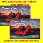 2024 EXOTIC CARS WALL CALENDAR (TWO PACK) Porsche Ferrari Lambo auto