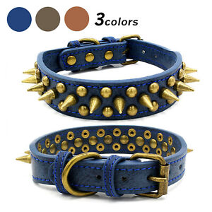 Retro Studded Spiked Rivet Large Dog Pet Leather Collar Pit Bull S-XL