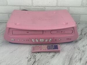 Disney Princess DVD VCR/VHS Combo Player Pink DVD2100-PA-A With Remote Tested