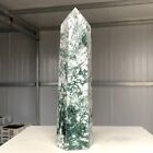 1235g Natural Moss Agate quartz crystal Tower Wand Point specimen Healing AE314