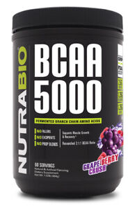NutraBio BCAA 5000 Powder 60 servings 100% Pure Vegan Fermented BCAA 2:1:1