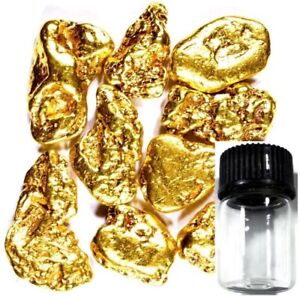 30 PIECE ALASKAN NATURAL PURE GOLD NUGGETS WITH BOTTLE FREE SHIPPING (#B250)