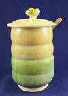 New ListingStudio Art Pottery Ceramic Honey Pot w/ Lid & Stir