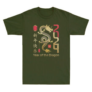 Happy New Year 2024 Lunar New Year Of The Dragon Novelty Men's Cotton T Shirt