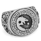 Viking Fenrir Ring Silver Stainless Steel Norse Wolf Signet Band Sizes 9-13