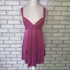 VTG Olga Semi Sheer Mauve Nylon/Scalloped Lace Padded Slip Dress Size 34 B