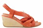 LRL Ralph Lauren Women's Sandal Size 7.5 Wedge Slingback Coral Strappy Leather