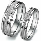Stainless Steel Silver Frosted Centered Wedding Engagement Rings Couples Band