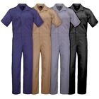 Men’s Work Coverall Short Sleeve Snap-Zip Front Elastic Waist Mechanic Jumpsuit