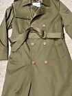 NEW Bill Blass Mens Trench Coat 38R Green Long Vintage NOS Plaid Lined Insulated