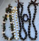 Kukui Nut Lei & Shell Hawaiian Luau Lot of 5, 4 Necklaces 1 Bracelet