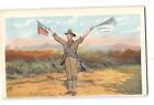 Military Postcard 1915-1930 Soldier with Flag Signals