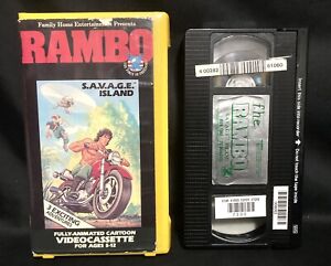 New ListingRARE Rambo Savage Island VHS Cartoon 1986 rental case clamshell