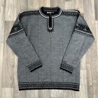 VTG Dale Of Norway Kulturby Bergen 2000 Gray Black Wool 1/4 Zip Sweater Medium