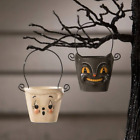 Bethany Lowe Johanna Parker 2 Boo & Cat Teeny Halloweenie Pail Ornaments New