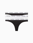 Calvin Klein Underwear Women's Carousel 3 Pack Thong, Black/White/Black, Small