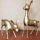 Vintage Large Brass Deer Fawn Animal Figurines  MCM Mid Century Modern Pair