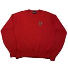 Vintage 80s Knit Sweater Mens Medium Red Pullover V-Neck Native American Art 90s