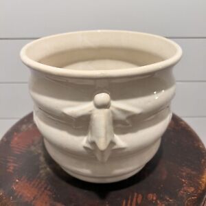New Listing1930s McCoy Pottery Planter / Jardiniere, Ribbed Raised Flowers and Bee Handles