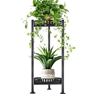 Plant Stand Indoor Outdoor 30'' Tall Plant Stand 2 Tier Metal Planter Stand Rust