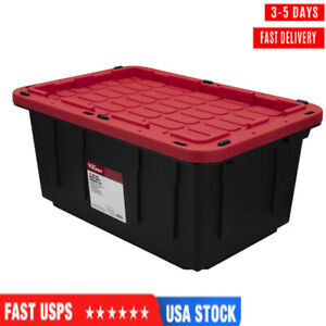 New Listing17 Gallon Snap Lid Plastic Storage Bin Stackable Storage Organizer Container US